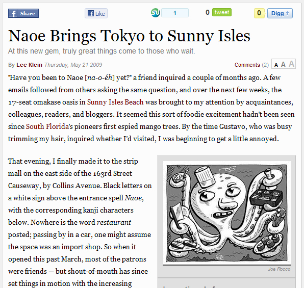 Naoe Brings Tokyo to Sunny Isles, Joe Rocco, Lee Klein