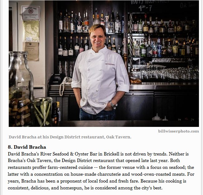 David Bracha, Miami New Times Best of Miami, Miami's Top Ten Chefs