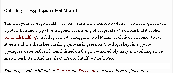 miami new times, ten of our 100 favorite foods in miami, paula nino, old dirty dawg at gastropod miami, jeremiah bullfrog